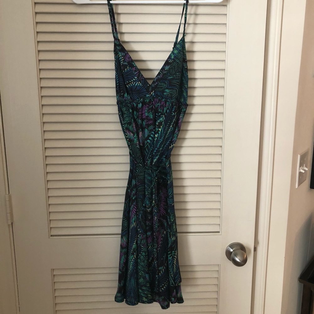 Teal floral print summer dress